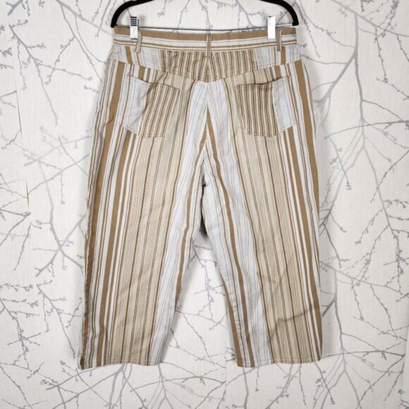 Semplice Beige Stripe Stretch Denim High Rise Capri Pants - Picture 2 of 5
